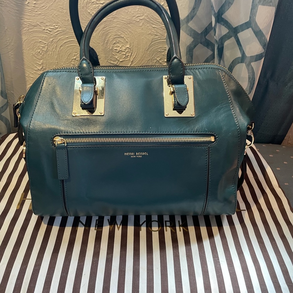 Henri Bendel Teal Leather Satchel